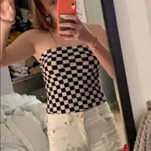 black and white checkered tube top